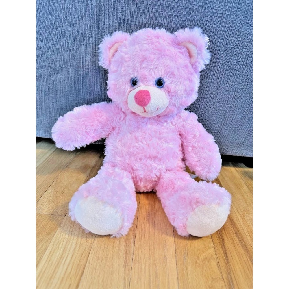 Build A Bear Fluffy Pink Bear Cuddles W pink Nose~ RETIRED 2014